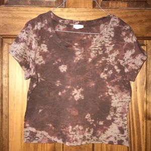 ☀️Brown cropped tie dye tee
